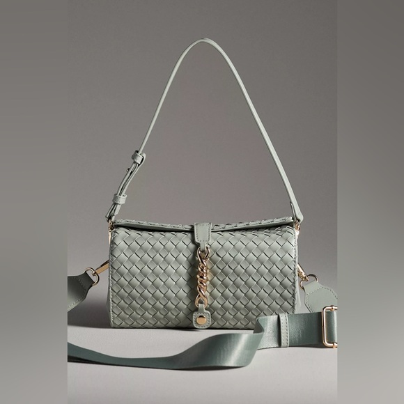 Anthropologie Handbags - Anthropologie WOVEN DIVIDED SHOULDER BAG Style No. 98715410 Light Green